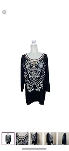 Victoria Harbour Size XL Boutique Black Embroidered Tunic Top NWT - Picture 1 of 9