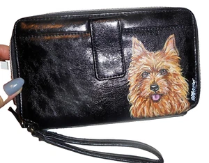 Australian Terrier dog Wallet for Women Hand Painted Wristlet - Picture 1 of 3
