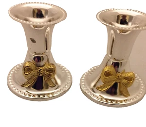 Sabbath Shabbat Candlesticks W/ Bows PERFECT FOR BUDGET MINDED 1 DAY FREE SHIP - Picture 1 of 2