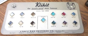 Vintage KLIKIT BUTTON COMPANY Salesman's Sample Card SNAP FASTENERS - Picture 1 of 5