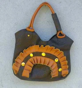 vintage handbag black ostrich leather made in Argentina - Picture 1 of 6