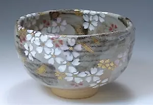 Tea Cup Chawan Matcha Bowl KYO KIYOMIZU YAKI WARE Mugen Sakura Japan tbm532 - Picture 1 of 2