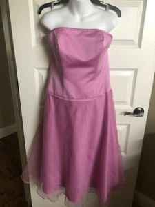 Alfred Angelo Pink Sorbet Strapless Dress Size 12  Cocktail Tea Length 6303 - Picture 1 of 4