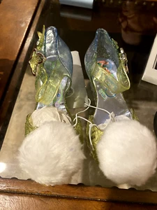 Disney Tinker Bell Tinkerbell Costume Shoes Light Up  7 8 Toddler Fairy Pom Puff - Picture 1 of 18