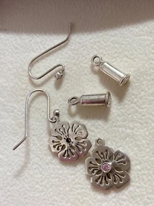 Pandora Set Compose Ohrringe -Hänger(Haken),Fäßer, mit Stein rosa *neuwertig - Bild 1 von 5