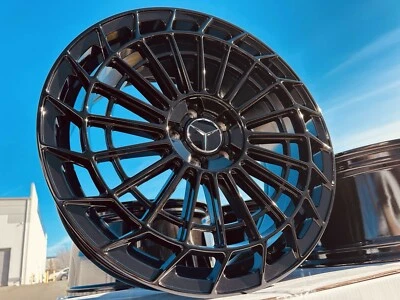 4 Black 20" Mercedes 5X112 Wheels BENZ E300 E350 S450 S550 Staggered AMG Rims - Image 1 of 3