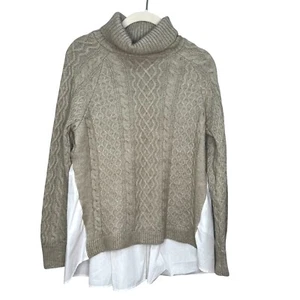 Anthropologie Mixed Media Twofer Turtleneck Cable Sweater Size XS - Picture 1 of 7
