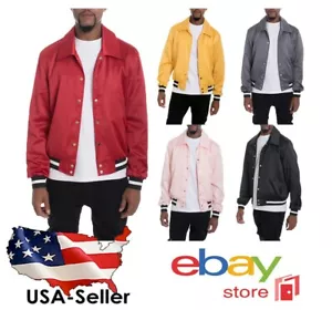 Satinbomberjacke Vintage Bomberjacke Kragen Streifen massiver Seidenbomber - Bild 1 von 17