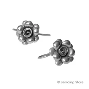 97-99% Fine Silver Hill Tribe 21mm Rose Flower Dangle Drop Handcrafted Earrings - Picture 1 of 3