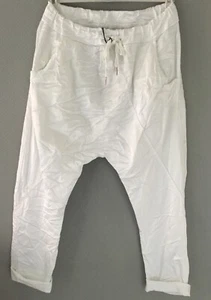 Italy Hose Baggy Haremshose tiefer Schritt Satin weiß glänzend Gr. 36-40 - Bild 1 von 3