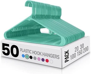 Utopia Home 50 Pack Heavy Duty Durable Plastic Clothes Hangers with Hooks - Picture 1 of 6
