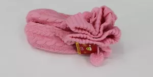 Joe Boxer Knit Bootie Slippers Womens SZ 4-10 Pink Cable Knit Pom Poms Non-Slip - Picture 1 of 12