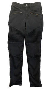 AMERICAN EAGLE Jegging Hi-Rise Nero Moto Zip Tg 0 Skinny Super Elasticizzato Corto - Foto 1 di 10
