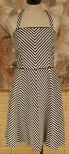 NWT WHITE HOUSE BLACK MARKET 8-10 BLACK/WHITE STRIPE LINED STRAP/STRAPLESS DRESS - Picture 1 of 12