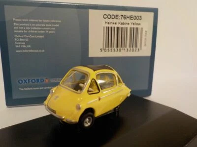 Heinkel - Bubble Car - yellow,Oxford Diecast 1/76 New Release - Image 1 of 4