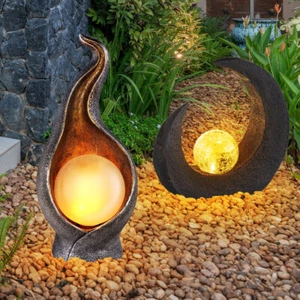 Solarleuchte Außenleuchte Solarmond Solarflamme LED Kugel Deko-Leuchte Garten 2x - Bild 1 von 12
