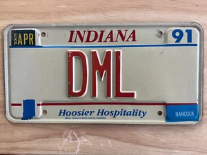Vintage Indiana 1991 - Hoosier Hospitality US Car License Plate  - DML - - Picture 1 of 2