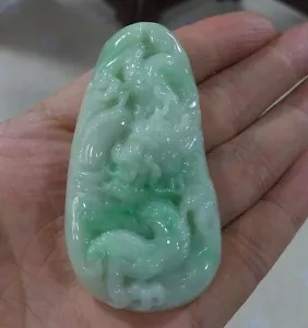 Cert'd Ciondolo Drago di Giada Giadeite Naturale Tipo A Verde Chiaro 5057 - Foto 1 di 7