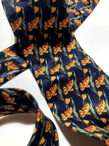 NINA RICCI MONSIEUR VINTAGE FLOWERS FLORAL LEAF TIE NATURE BLUE GREEN ITALY - Picture 1 of 12