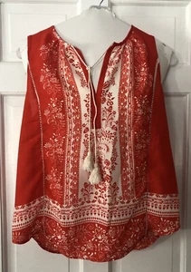 Collective Concepts Blouse Sleeveless Floral Orange Shirt Womens S Small - Picture 1 of 3