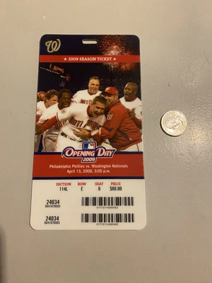 Opening Day 4-13-2009 Hard Ticket Philadelphia Phillies @ Washington Nationals - Image 1 of 2