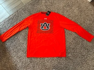 NWT Men's Under Armour Auburn Tigers Orange Four Line Stack L/S Training Tee 2XL - Picture 1 of 5