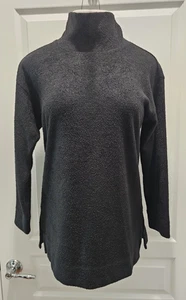 CHICO'S BLACK SUPER SOFT STAND UP COLLAR TOP SIZE 1 - Picture 1 of 4