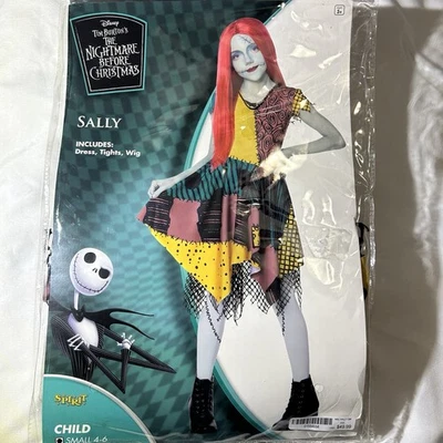 The Nightmare Before Christmas Sally Costume GIRLS Dress, Tights and Wig Small - Image 1 of 4
