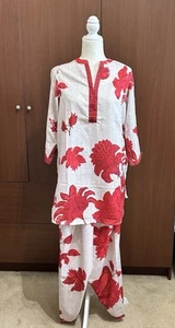 Coord lounge set NWT Womens Sana Safinaz Red Floral Sz S-M Loose fitting Pajama - Picture 1 of 13