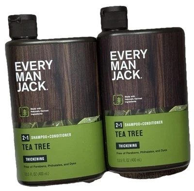 2X  Every Man Jack Tea Tree SHAMPOO + CODITIONER 2-In-1 Thickening 13.5 oz. - Image 1 of 3