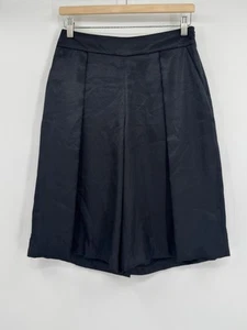 Robert Rodriguez Womens Black Satin Pleated Bermuda Shorts Sz 6 - Picture 1 of 5