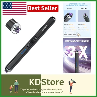 Isqueiro de vela elétrico arco duplo atualizado — rápido, seguro, plasma recarregável I... - Imagem 1 de 4