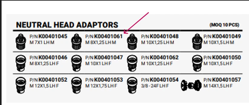 Tecomec Adapter 8mm x 1.25 LH M - Image 1 of 1
