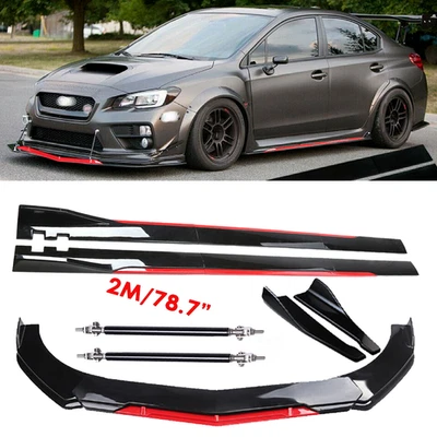 Front Bumper Lip Splitter Spoiler Glossy Black Red Body Kits For Subaru Impreza Foto 1 de 4