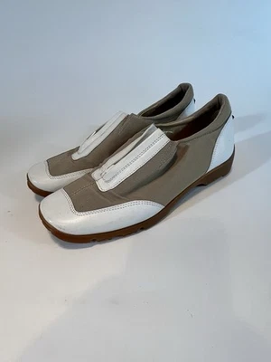 Tênis de golfe Walter genuíno Linea stretch tamanho 6 branco bronzeado com zíper feito na Itália - Imagem 1 de 4