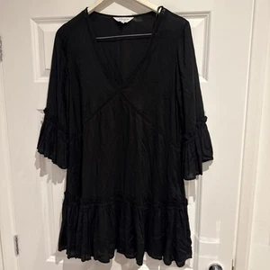 Floozie Women’s Black 3/4 Sleeve Cover Up Beach Summer Dress Size Medium - Picture 1 of 5