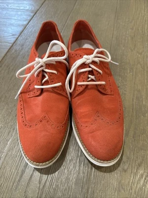 Cole Haan LunarGrand Punta de Ala Oxford Mujer 8 B Naranja Gamuza Cuero Zapatos Mujer Foto 1 de 4