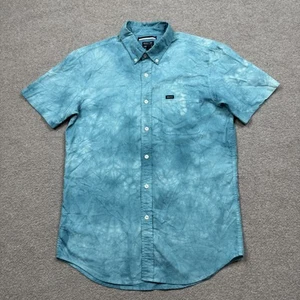 RVCA Men's Shirt Size S Blue Button Up Short Sleeve Collared Preppy Tie Dye - Picture 1 of 10