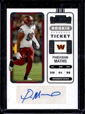 2022 Contenders Phidarian Mathis RC Rookie Ticket Auto #170 Commanders - Image 1 of 2