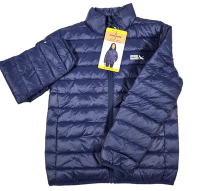 EDDIE BAUER Girl's 650 Down Packable Blue Puffer Jacket Size Medium (7/8) New - Image 1 of 4