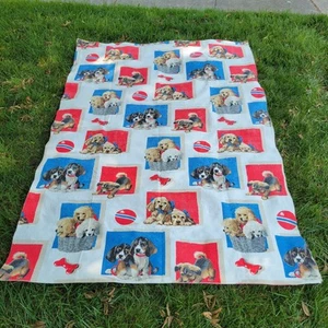 VTG Dogs Puppies Print Blanket Savory Fashion Twin USA Made 88"x61" - Picture 1 of 7