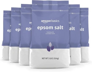 Amazon Basics Ayuda para remojar sal de Epsom, perfumada con lavanda, 48 onzas (paquete de 6) - Imagen 1 de 7