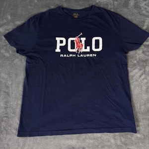 Preppy Polo Ralph Lauren Classic Fit Big Logo T-Shirt Navy Rot Weiß Gr. M Peru - Bild 1 von 4