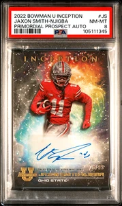 2023 Bowman U Inception Jaxon Smith-Njigba SEATTLE RC Auto /99 PSA 8 - Picture 1 of 3