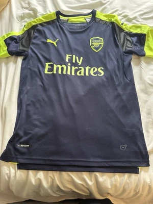 Arsenal FC Puma Home Soccer Football Jersey 2016/17 Navy Blue/ Neon Green Size M - Image 1 of 2
