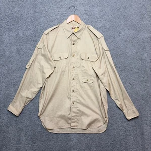 Camisa Safari Banana Republic De Colección Para Hombres L Caqui Utilitaria Manga Larga Bolsillos Años 80 - Imagen 1 de 5