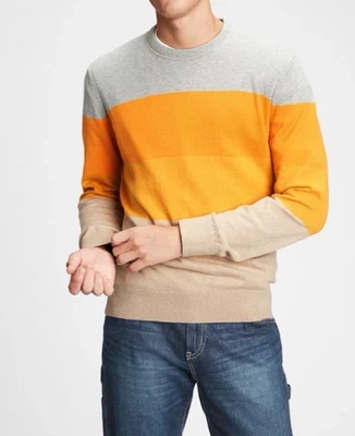 Gap Mens Sweater XXl 2X Crew Neck Orange Gray Halloween Candy Corn Preppy NWT - Image 1 of 4