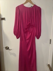 Farm Rio Small Hot Pink Cut Out Dress Satin- See Photos/read Description - Picture 1 of 16