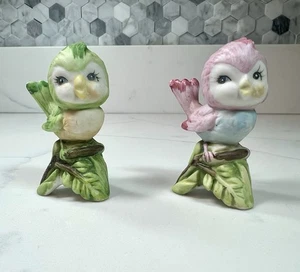 Vintage 50er anthropomorphe Vögel Figuren Paar - Mid Century Japan - Kawaii Pastell - Bild 1 von 8