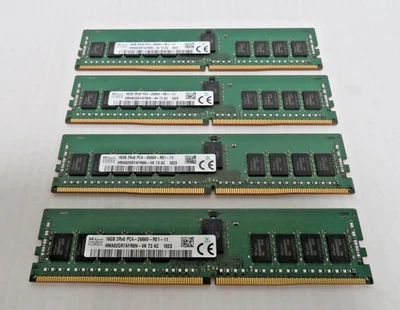 64GB (4x16GB) SK Hynix DDR4 2666 Server RAM 2Rx8 PC4-21300 HMA82GR7AFR8N-VK - Image 1 of 3